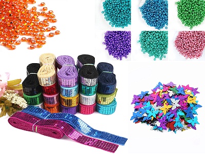 Бисер, бусины, полубусины, пайетки