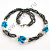 Бусы на магните тройное плетение гематит с крошкой бирюзы 45 см 