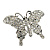 Брошь со стразами бабочка серебрянная
