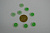 Пуговица 15 мм салатовая с серым перламутром 20 шт
