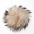 Натуральный меховой помпон с ниточкой 12 см молочно-бежевый